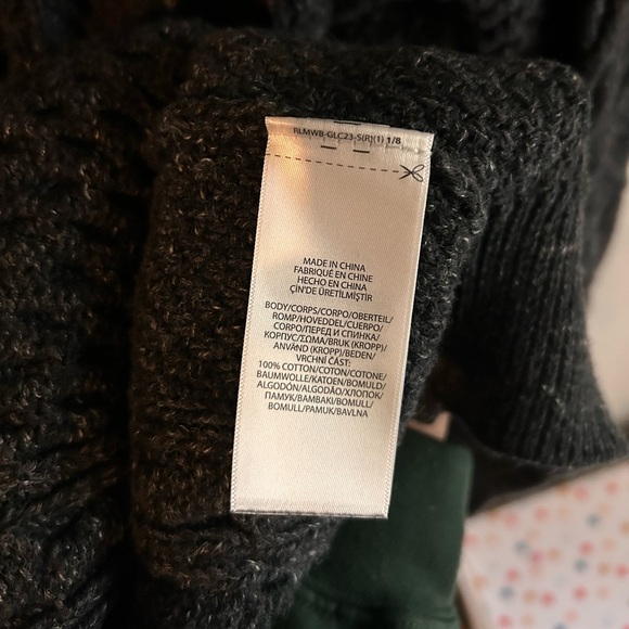 Polo Ralph Lauren 100% Cotton Men’s Cable Knit Dark Gray Sweater - Picture 5 of 5